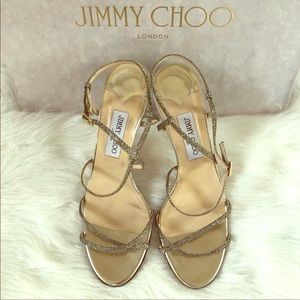 Jimmy Choo gold glitter sparkle heels